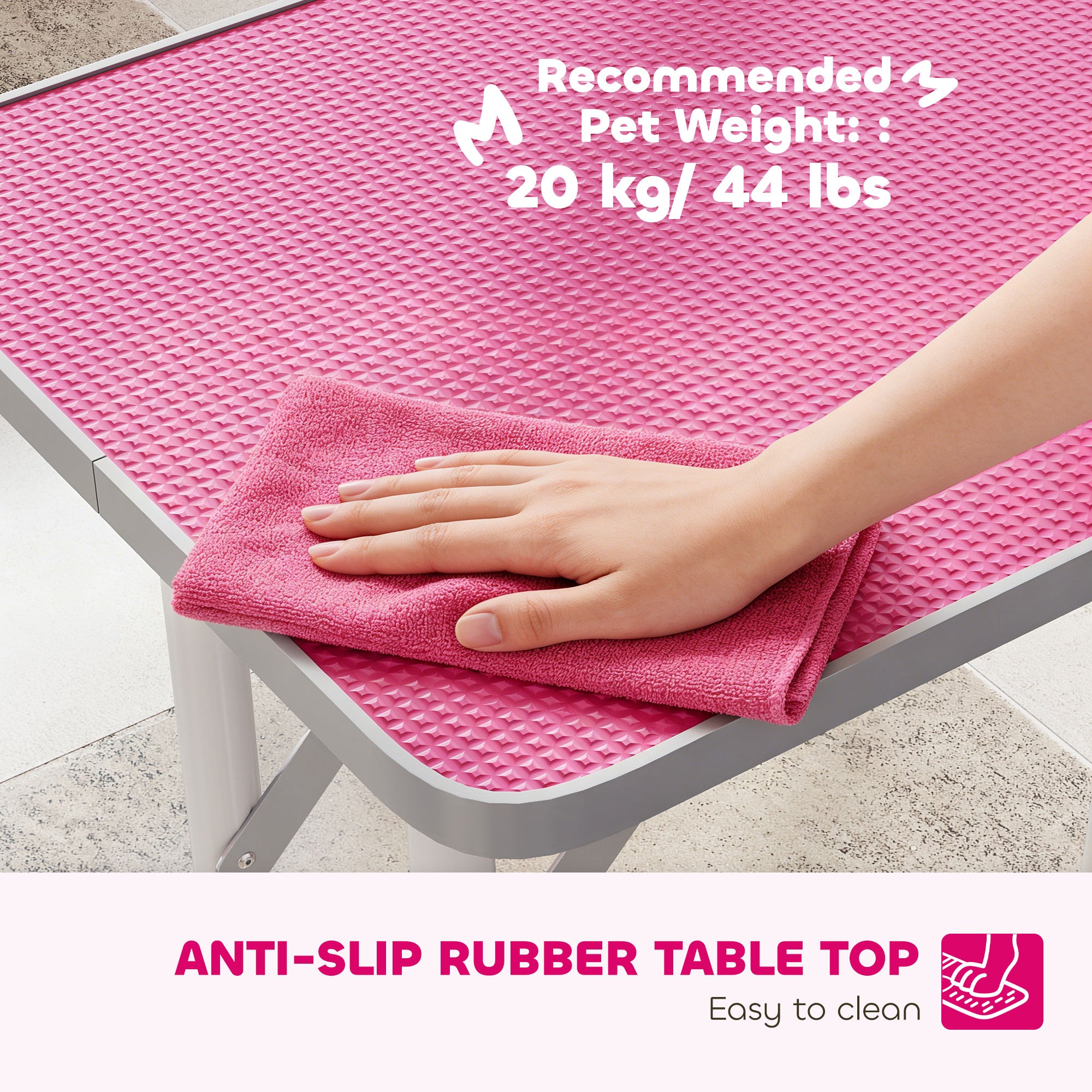 pawhut-table-de-toilettage-pliable-32-pouces-rose-avec-bras-r-glable-et-surface- image 8