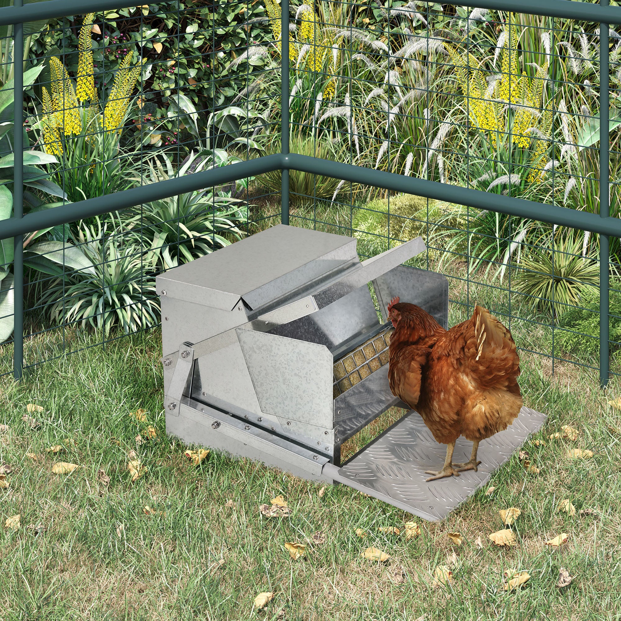 pawhut-mangeoire-automatique-poules-11-5-kg-tanche-pour-10-poules image 4