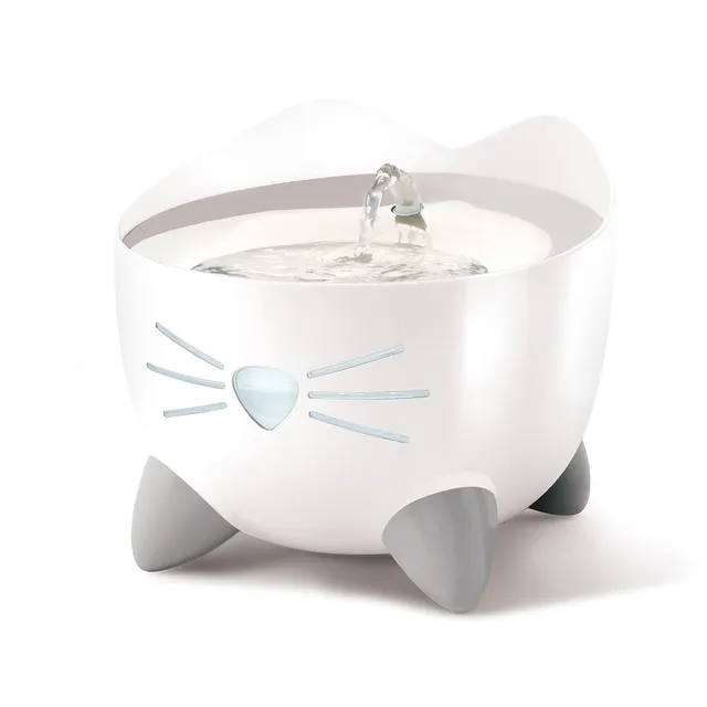 catit-pixi-fontaine-eau-en-acier-inoxydable-pour-chat-2-5-l-blanc image 1