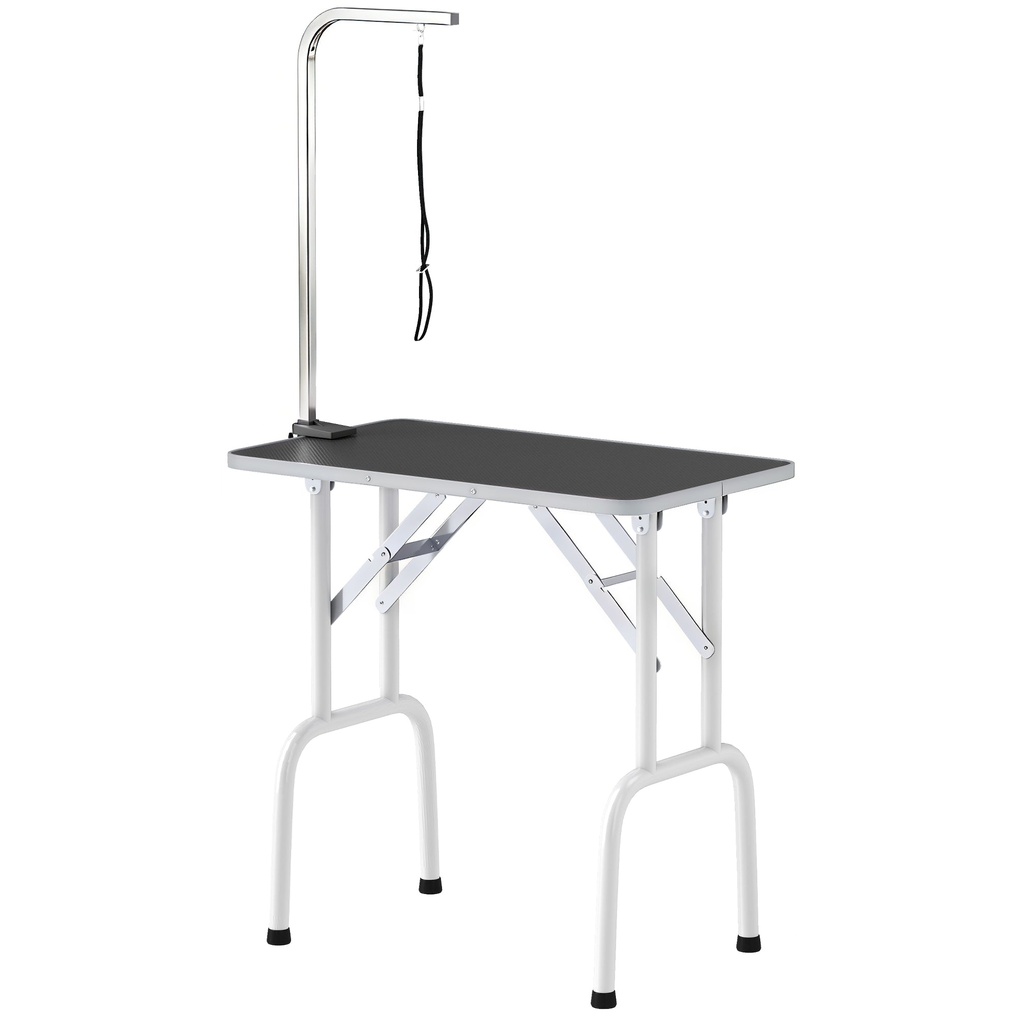 pawhut-table-de-toilettage-pliable-32-avec-bras-r-glable-dessus-antid-rapant-noi image 2