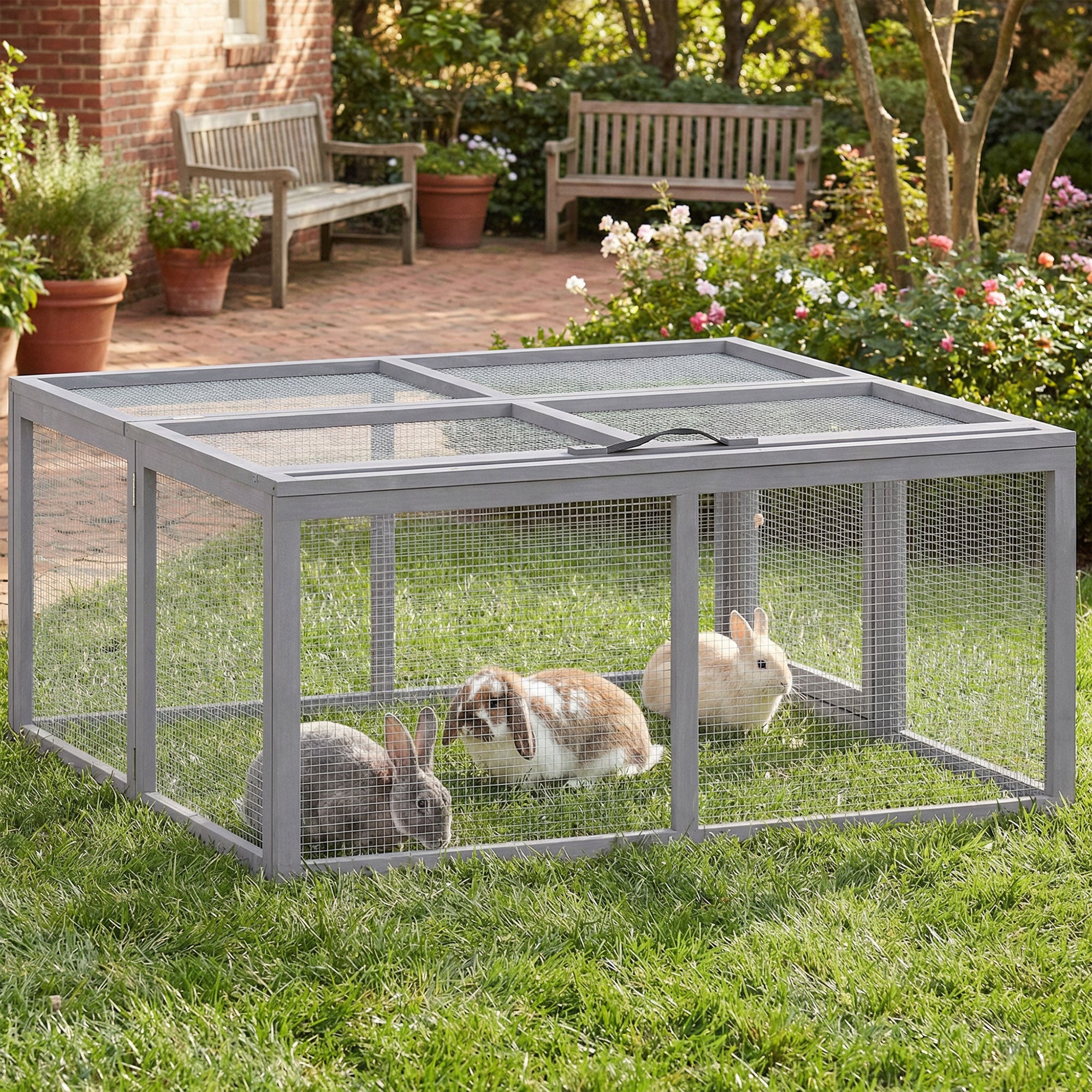 pawhut-enclos-pliable-pour-lapins-110-x-105-x-50-cm-gris image 3