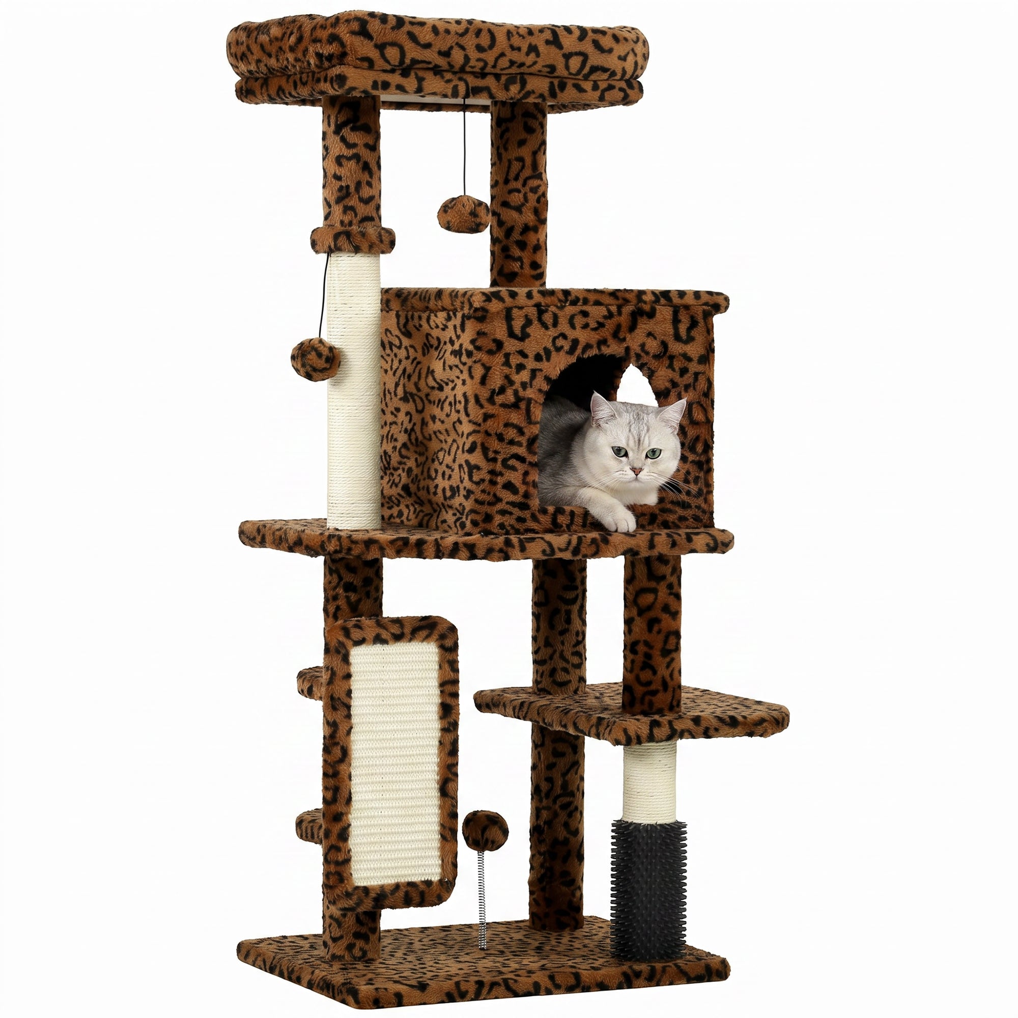 pawhut-arbre-chat-104-cm-l-opard-pour-grands-chats-avec-condo-et-griffoirs image 1