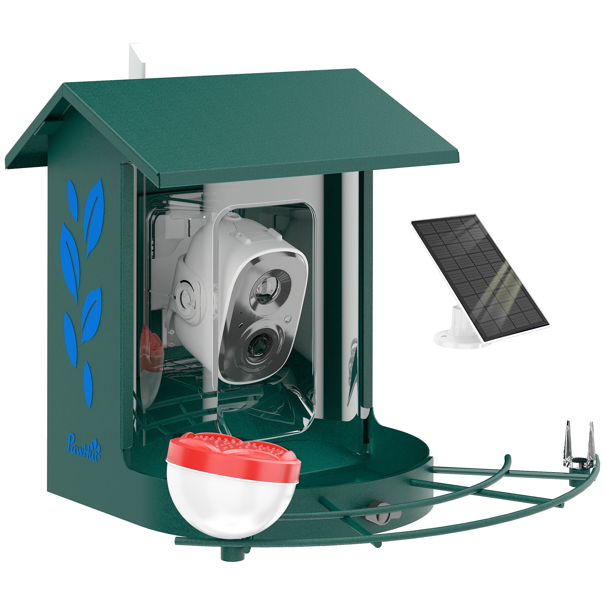 pawhut-mangeoire-oiseaux-connect-e-solaire-3w-avec-cam-ra-2k-et-ia-16000-esp-ces image 2