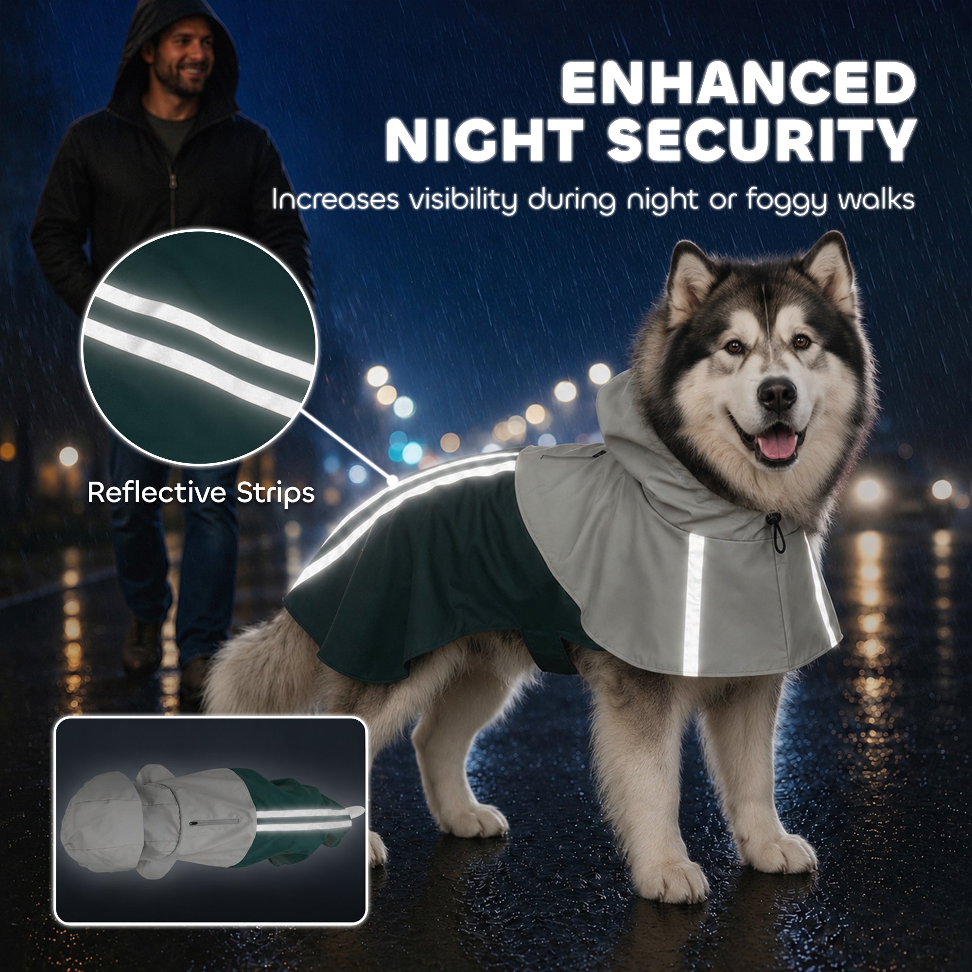 pawhut-imperm-able-chien-xl-vert-avec-capuche-bandes-r-fl-chissantes-et-trou-lai image 7