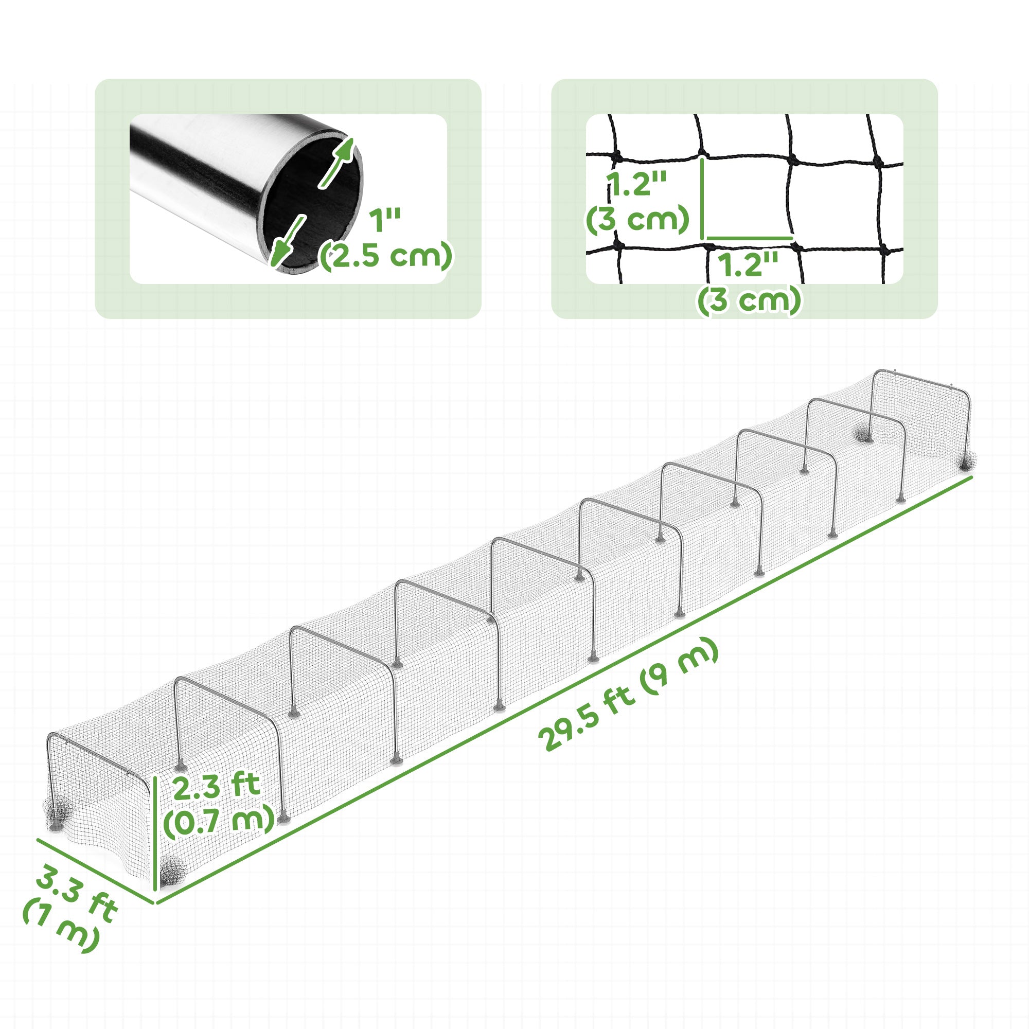 pawhut-tunnel-poulailler-extra-long-900-x-100-cm-en-acier-galvanis image 5