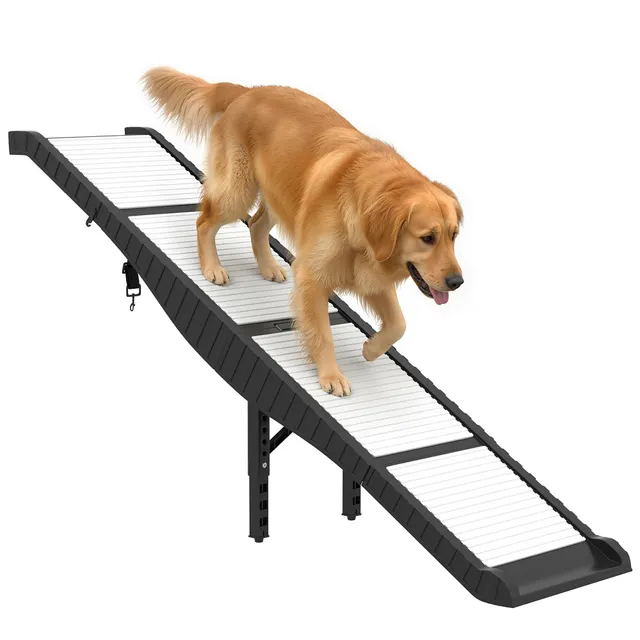 pawhut-rampe-chien-pliable-175-cm-avec-pied-de-soutien-blanc image 1