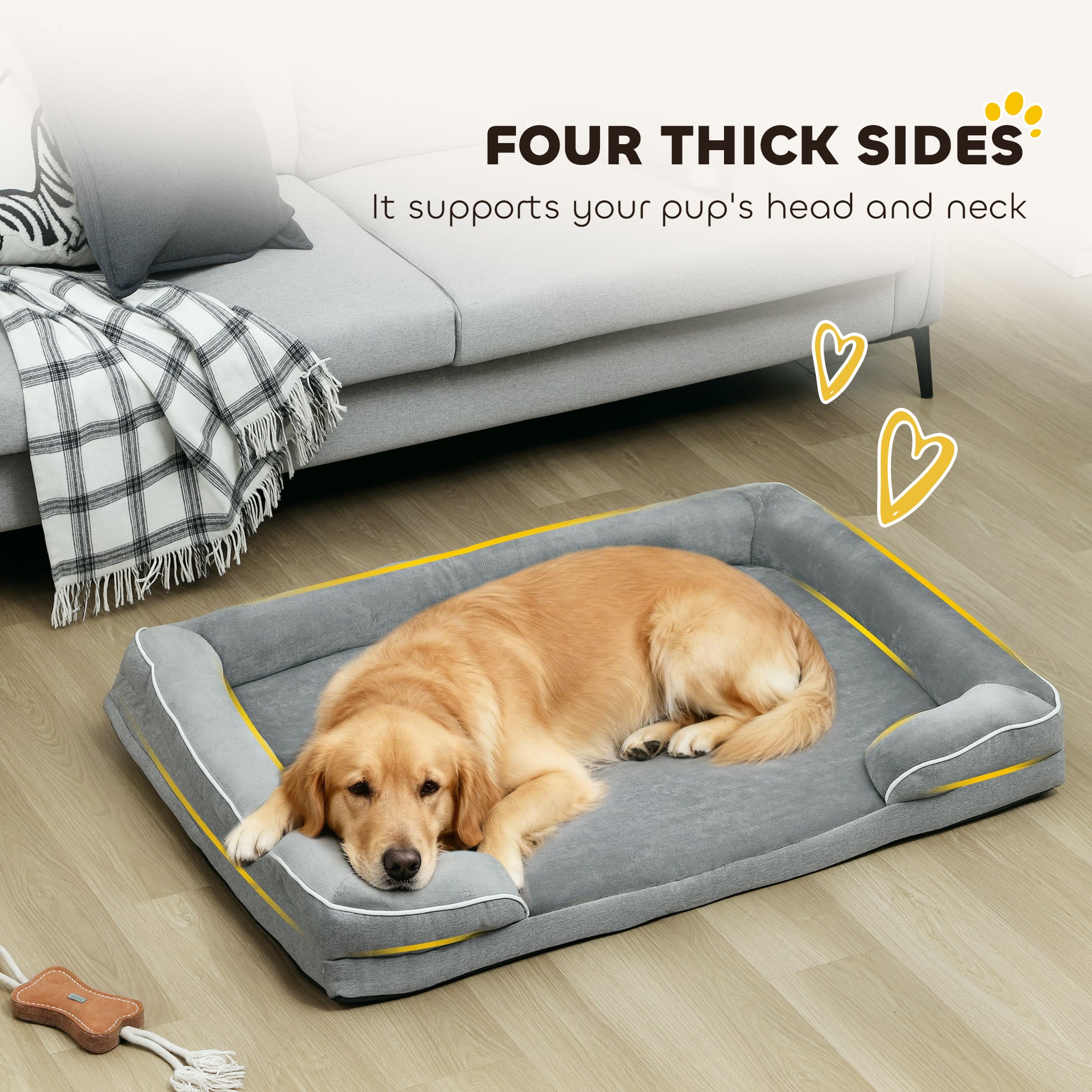 pawhut-canap-lit-orthop-dique-pour-chien-en-gel-m-moire-avec-housse-lavable-gris image 7
