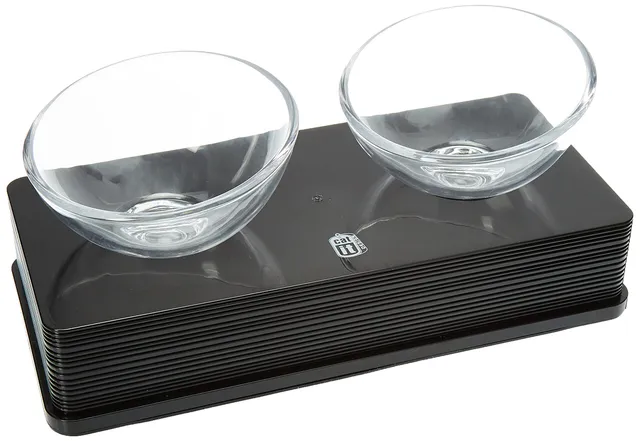 catit-design-double-bol-verre-2-x-200-ml-sur-support-noir image 1