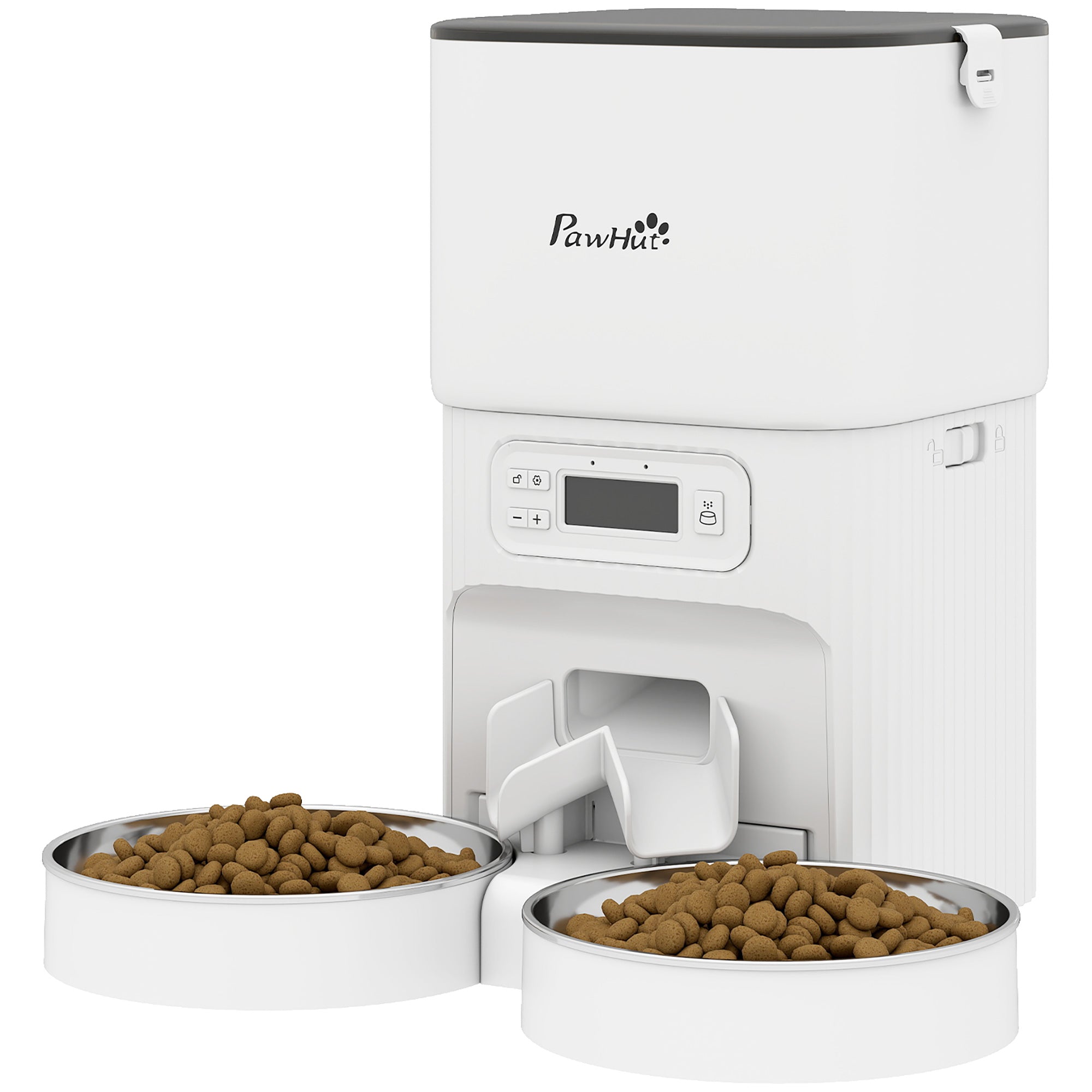pawhut-distributeur-automatique-pour-chat-4l-1-6-repas-avec-bols-inox image 2