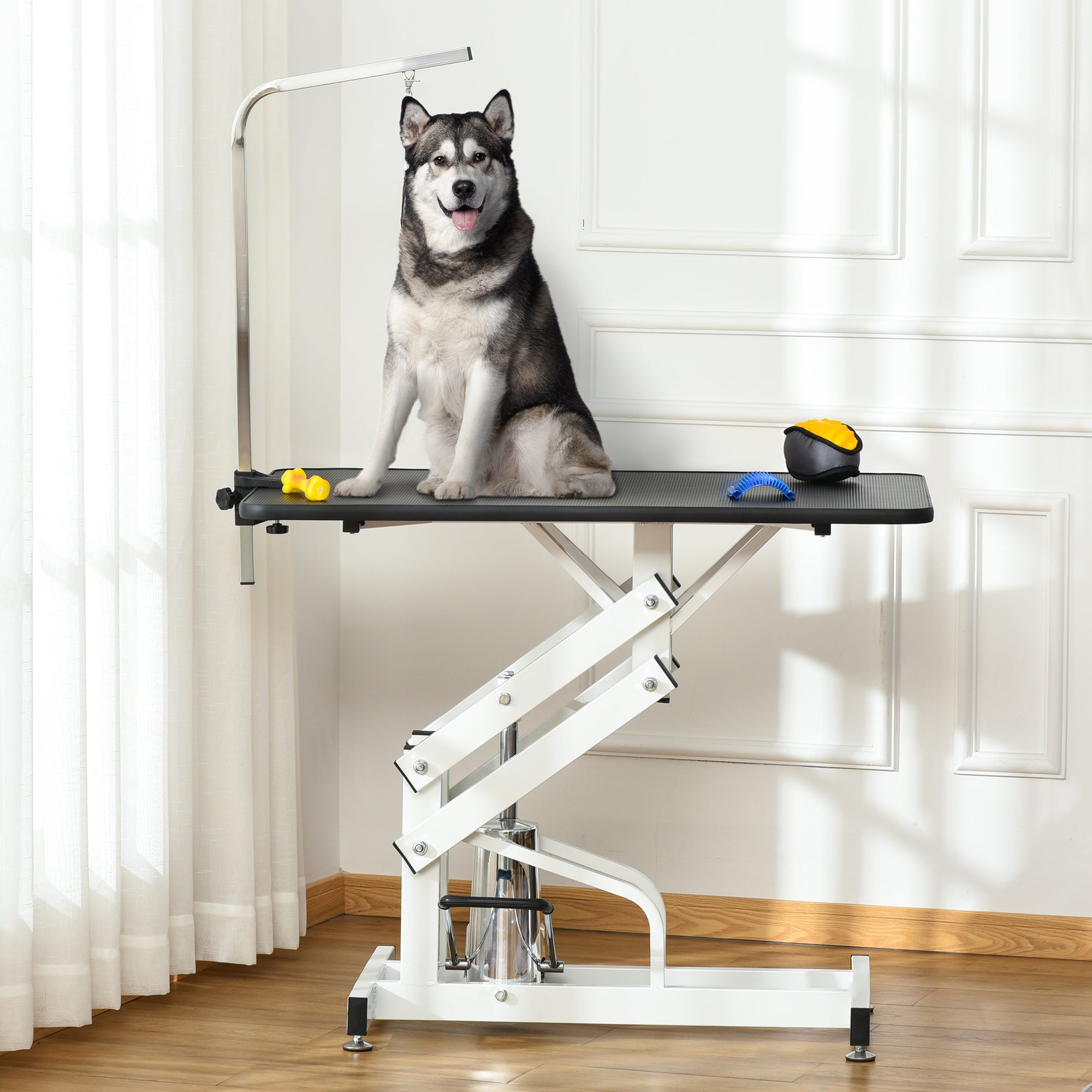 pawhut-table-de-toilettage-hydraulique-z-lift-43-200-kg-noire image 3