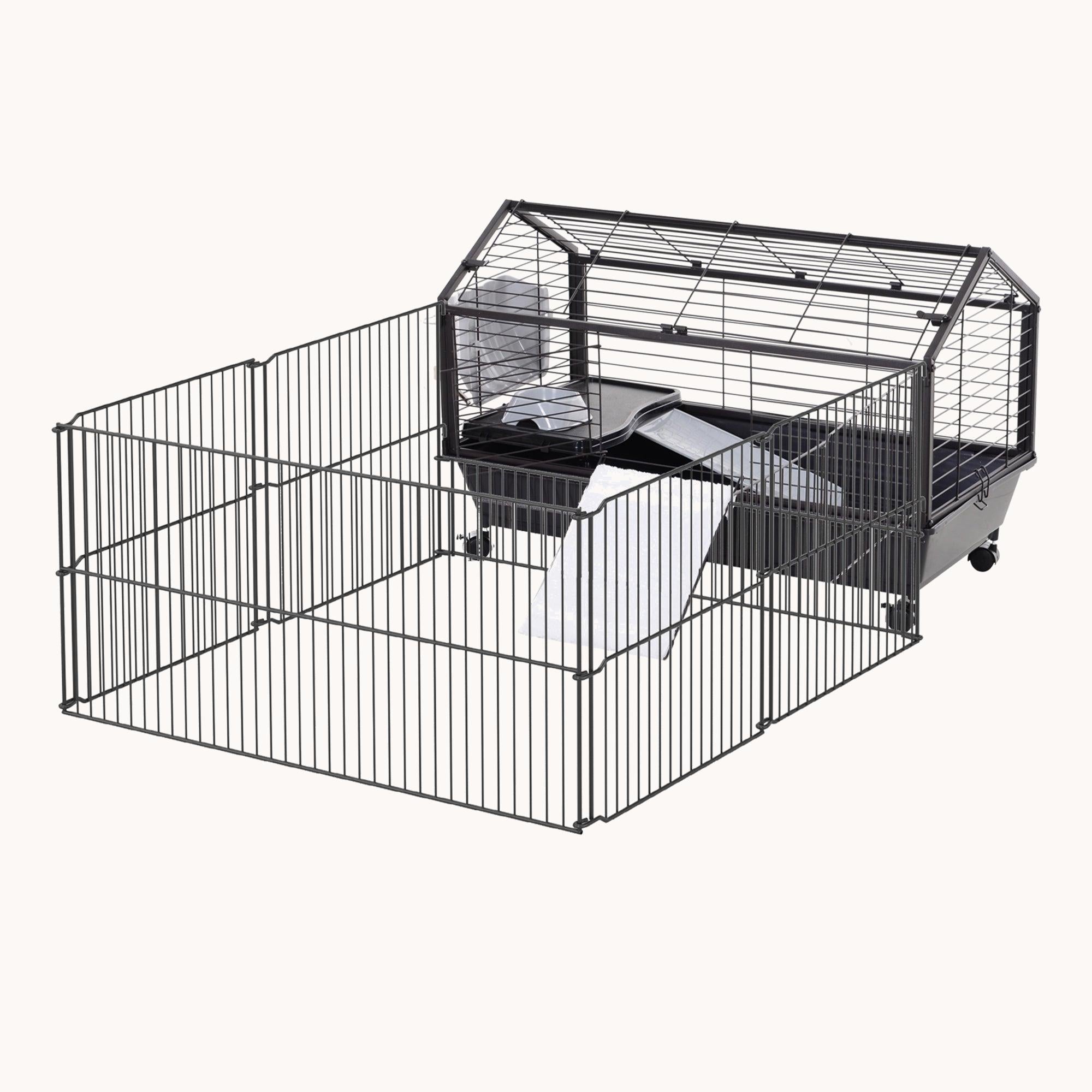 pawhut-cage-hamster-35-pliable-roulettes-avec-rampes-et-accessoires-verre image 1