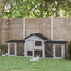 pawhut-clapier-ext-rieur-210-cm-double-enclos-avec-toit-tanche-gris image 2