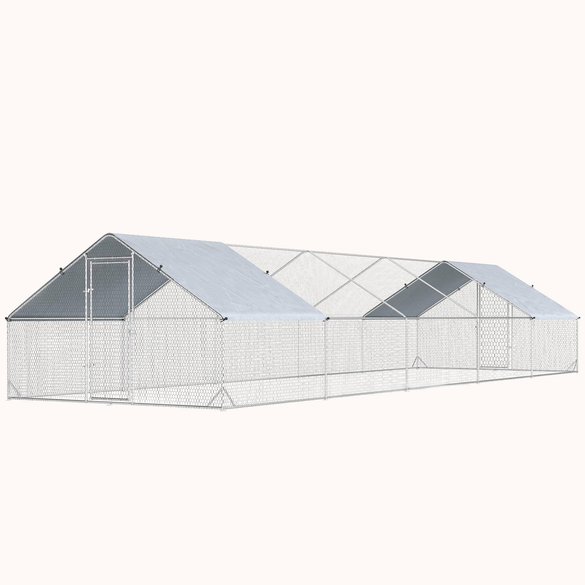 pawhut-grand-enclos-poules-xxl-walk-in-avec-b-che-imperm-able-pour-30-40-poules- image 2
