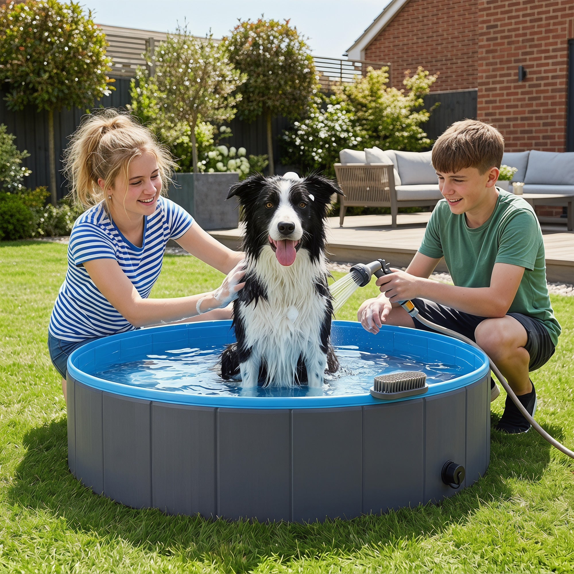 pawhut-piscine-pliable-pour-chien-fond-antid-rapant-120-x-30-cm-avec-adaptateur- image 4