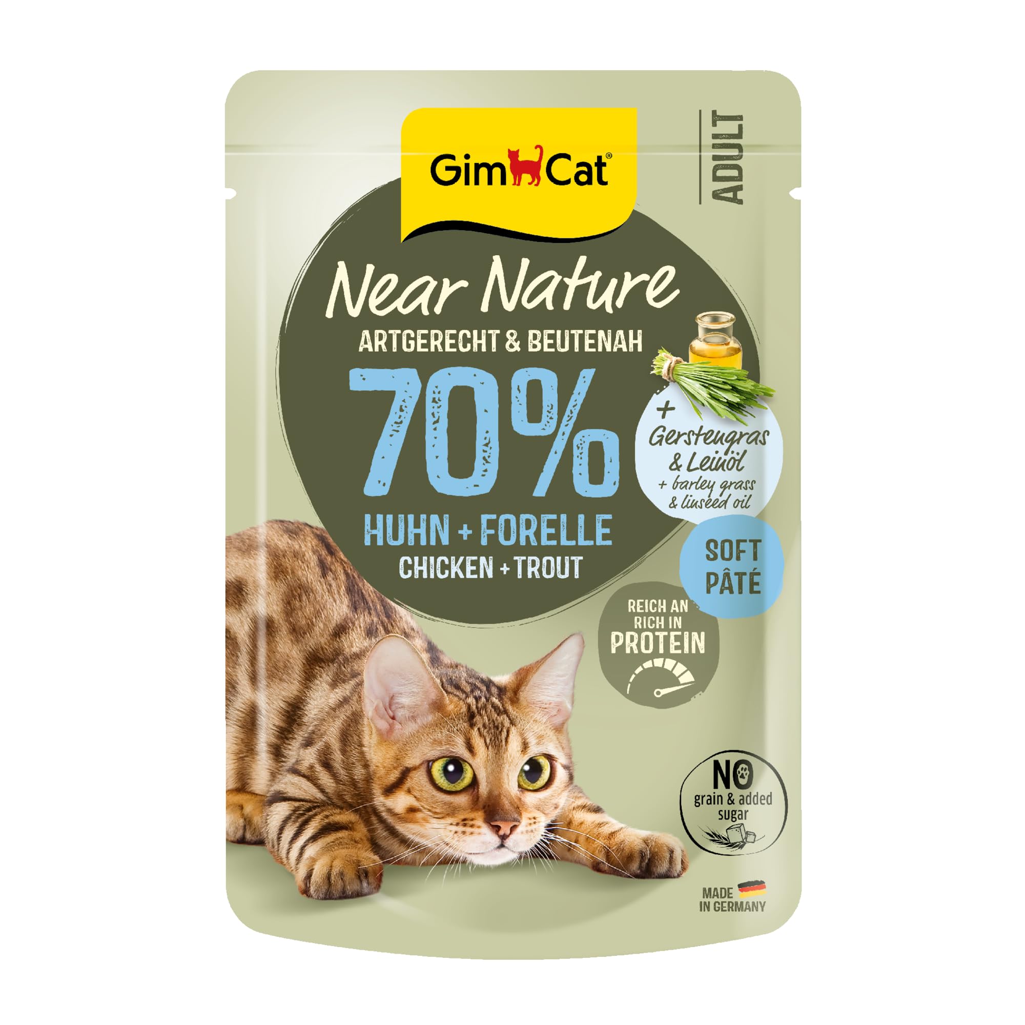 gimcat-near-nature-nourriture-humide-pour-chat-poulet-truite-16-sachets-x-85-g image 1