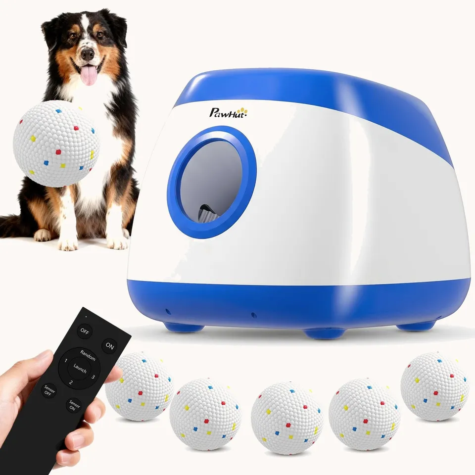 pawhut-lanceur-de-balles-automatique-pour-chien-t-l-commande-3-distances-6-balle image 1