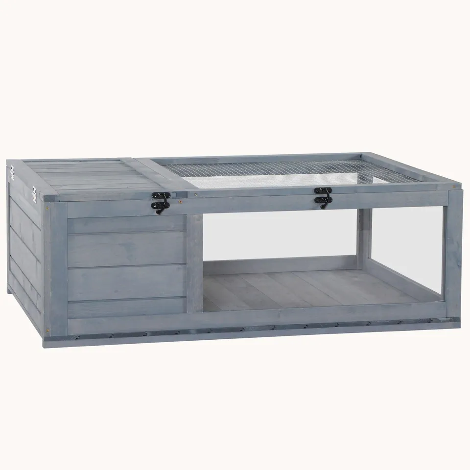 pawhut-maison-tortue-en-bois-36-int-rieur-ext-rieur-2-pi-ces-gris image 1