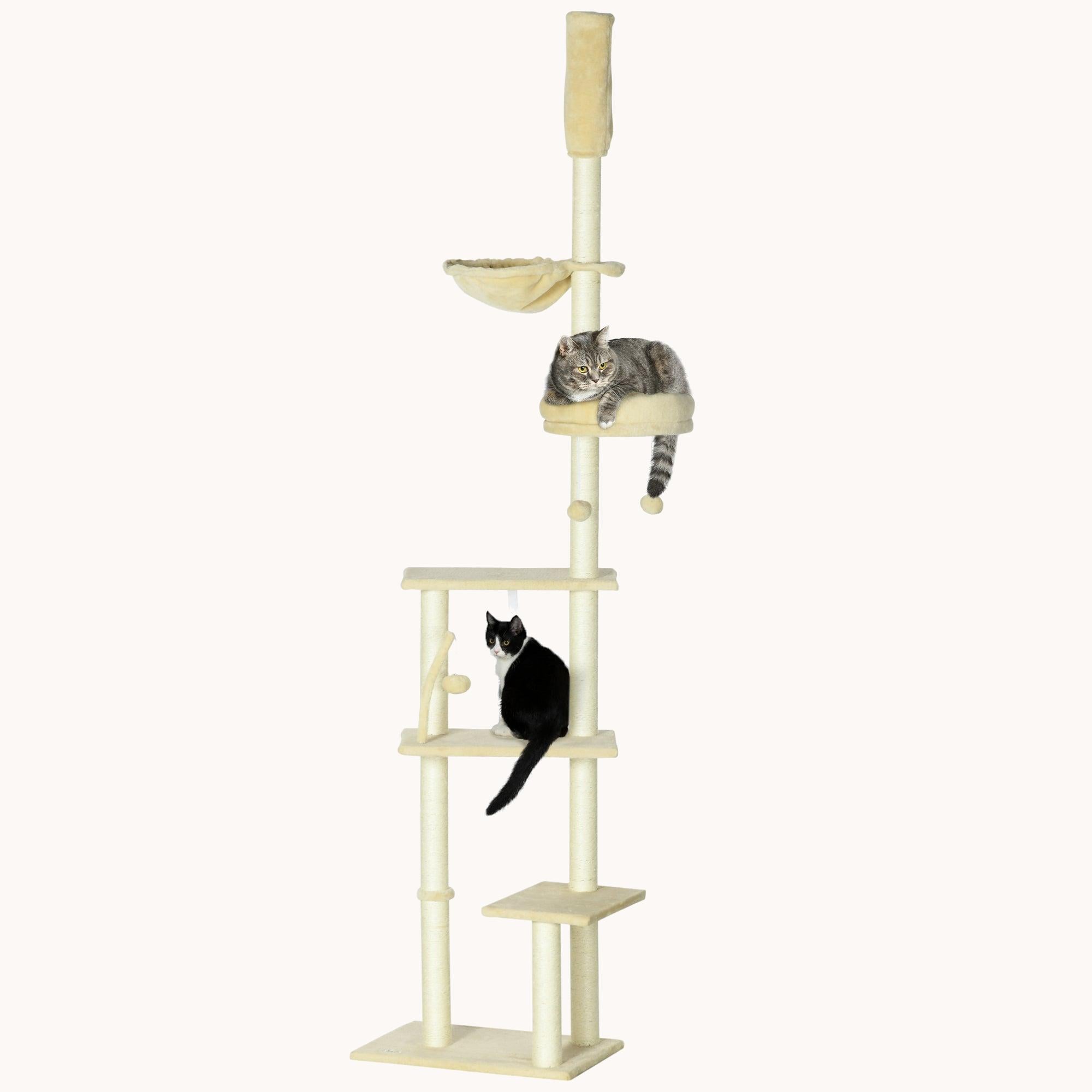 pawhut-arbre-chat-hauteur-r-glable-230-250-cm-beige-multi-niveaux image 1