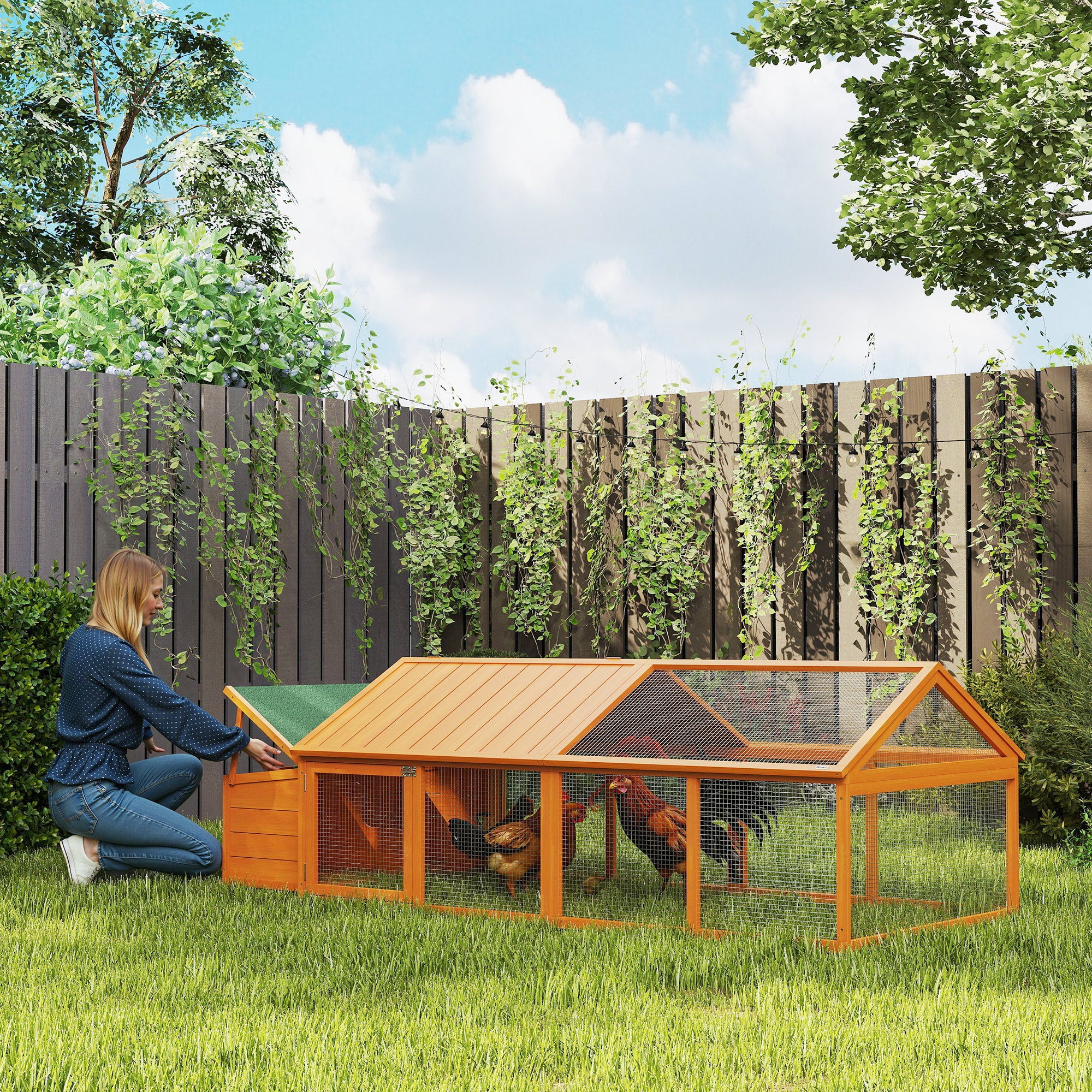 pawhut-poulailler-grand-enclos-95-pouces-avec-pondoir-et-toit-relevable-orange image 3