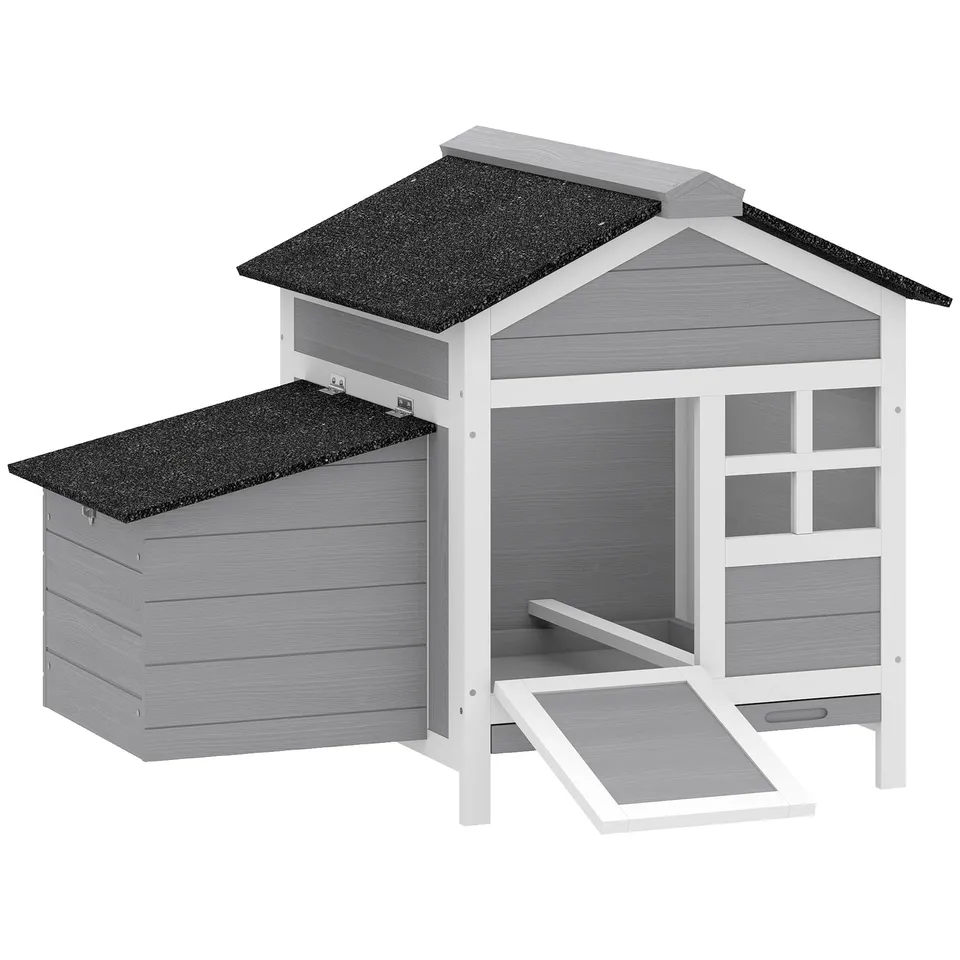pawhut-poulailler-compact-avec-pondoir-et-bac-amovible-92x64x69-cm-gris image 1