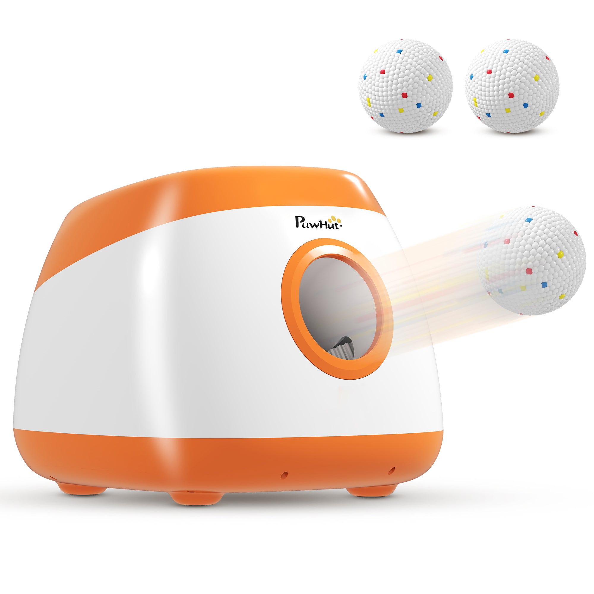 pawhut-lanceur-de-balle-automatique-pour-chien-avec-3-balles-etpu-8-24-m-orange image 2
