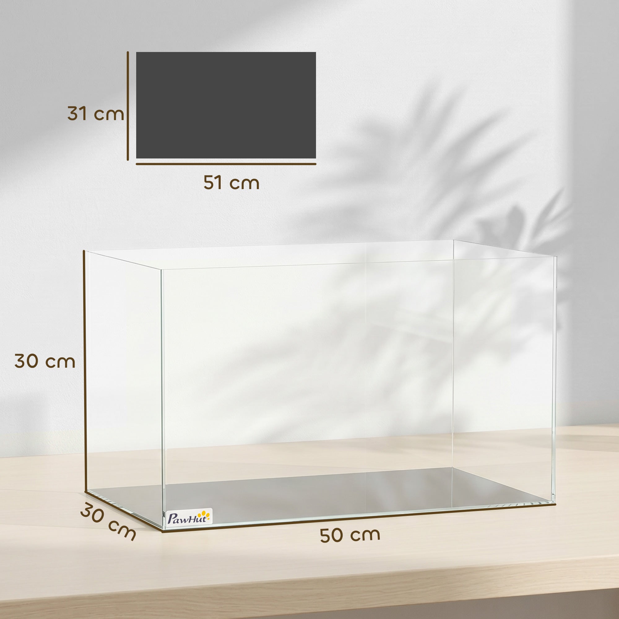 pawhut-aquarium-en-verre-43l-50-x-30-x-30-cm-avec-tapis-de-protection image 5