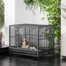 pawhut-cage-chien-robuste-43-roulettes-verrouillables-double-porte-gris image 4