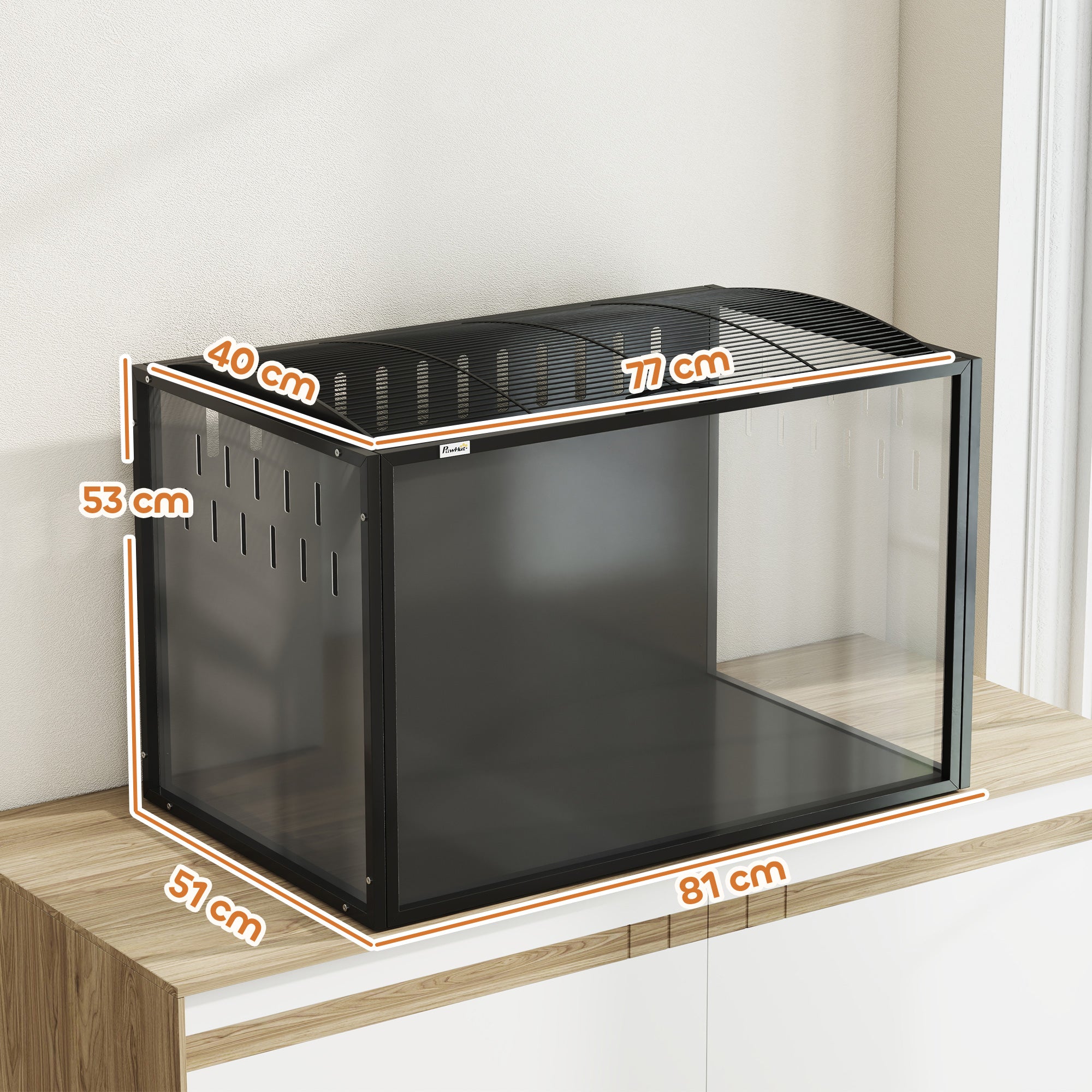 pawhut-cage-hamster-acrylique-dessus-ouvrable-81-x-51-x-53-cm-noir image 5