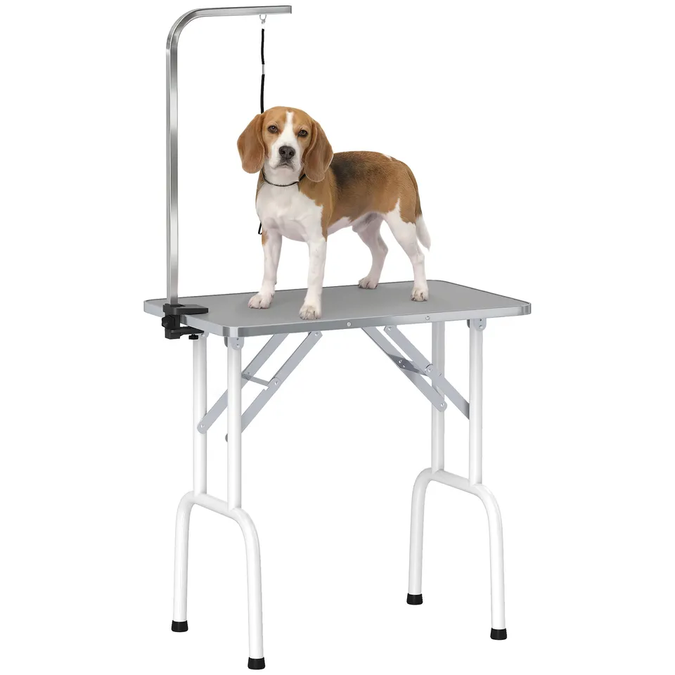 pawhut-table-de-toilettage-pliable-32-pouces-pour-chiens-petits-et-moyens-bras-r image 1