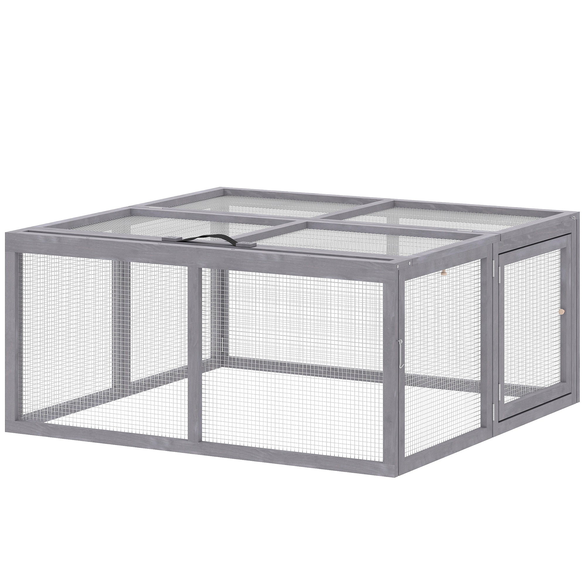 pawhut-enclos-pliable-pour-lapins-110-x-105-x-50-cm-gris image 2