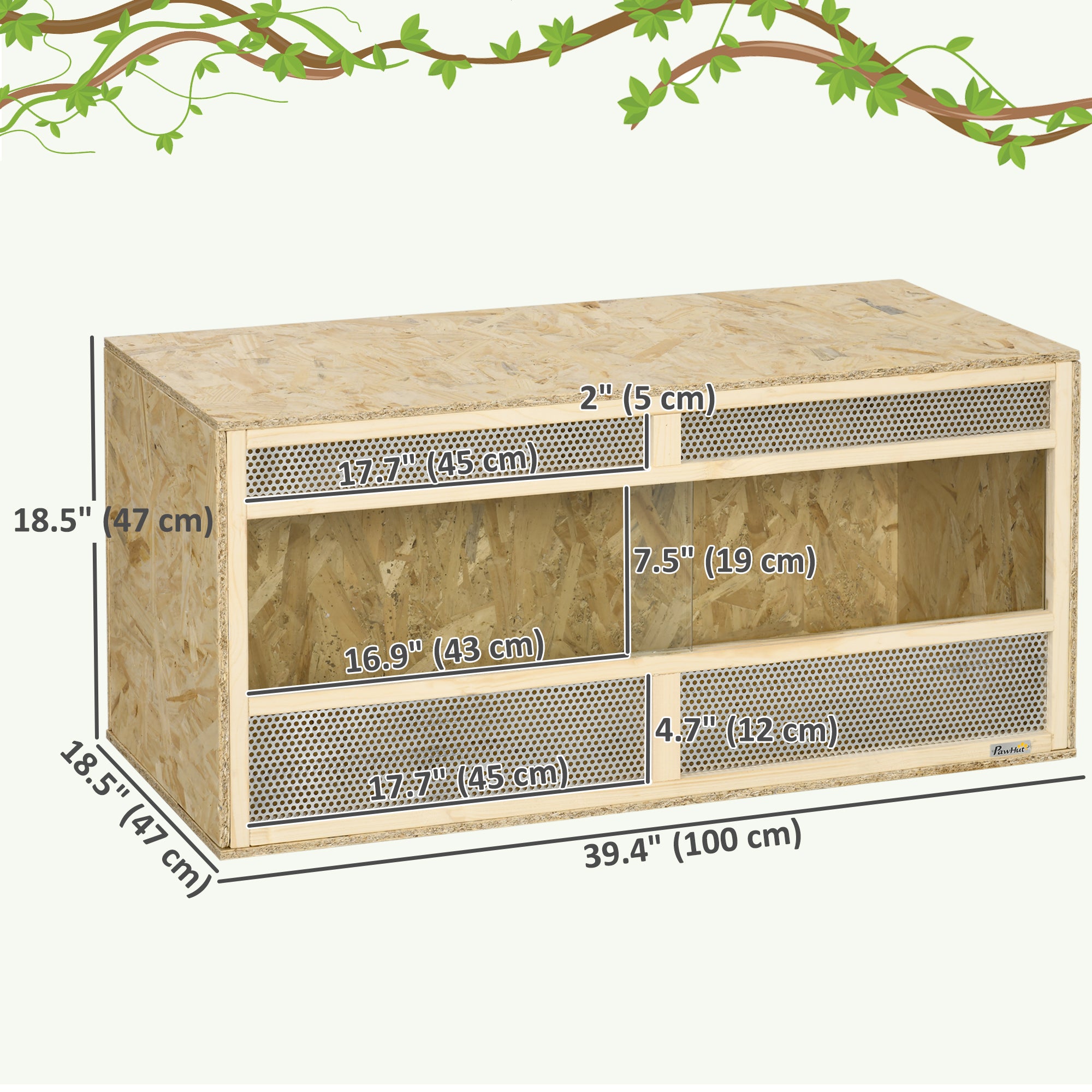 pawhut-terrarium-reptile-58-gallons-portes-coulissantes-naturel image 5