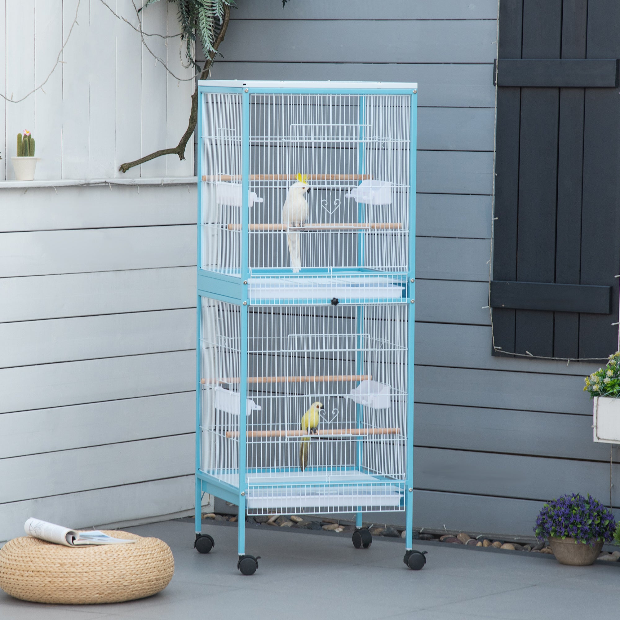 pawhut-grande-cage-oiseaux-55-bleu-clair-avec-4-portes-canari-pinson-conure image 5