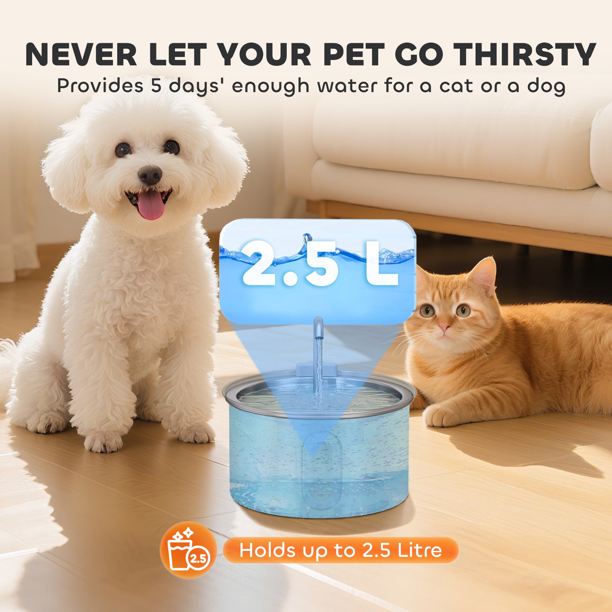 pawhut-fontaine-eau-chat-inox-2-5-l-ultra-silencieuse-7-filtres image 8