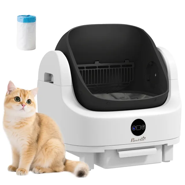 pawhut-bac-liti-re-automatique-ouvert-pour-chat-avec-protection-de-s-curit image 1