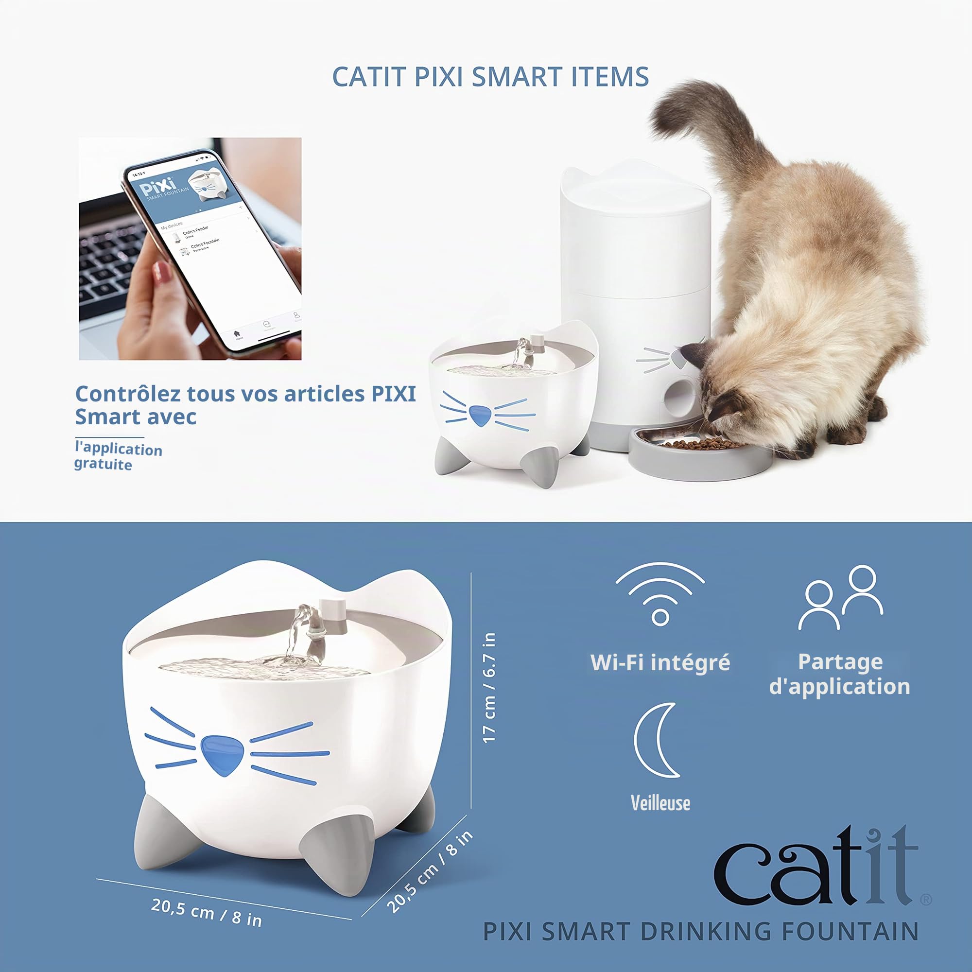 catit-pixi-fontaine-eau-intelligente-connect-e-pour-chat-2-l-avec-uvc image 6
