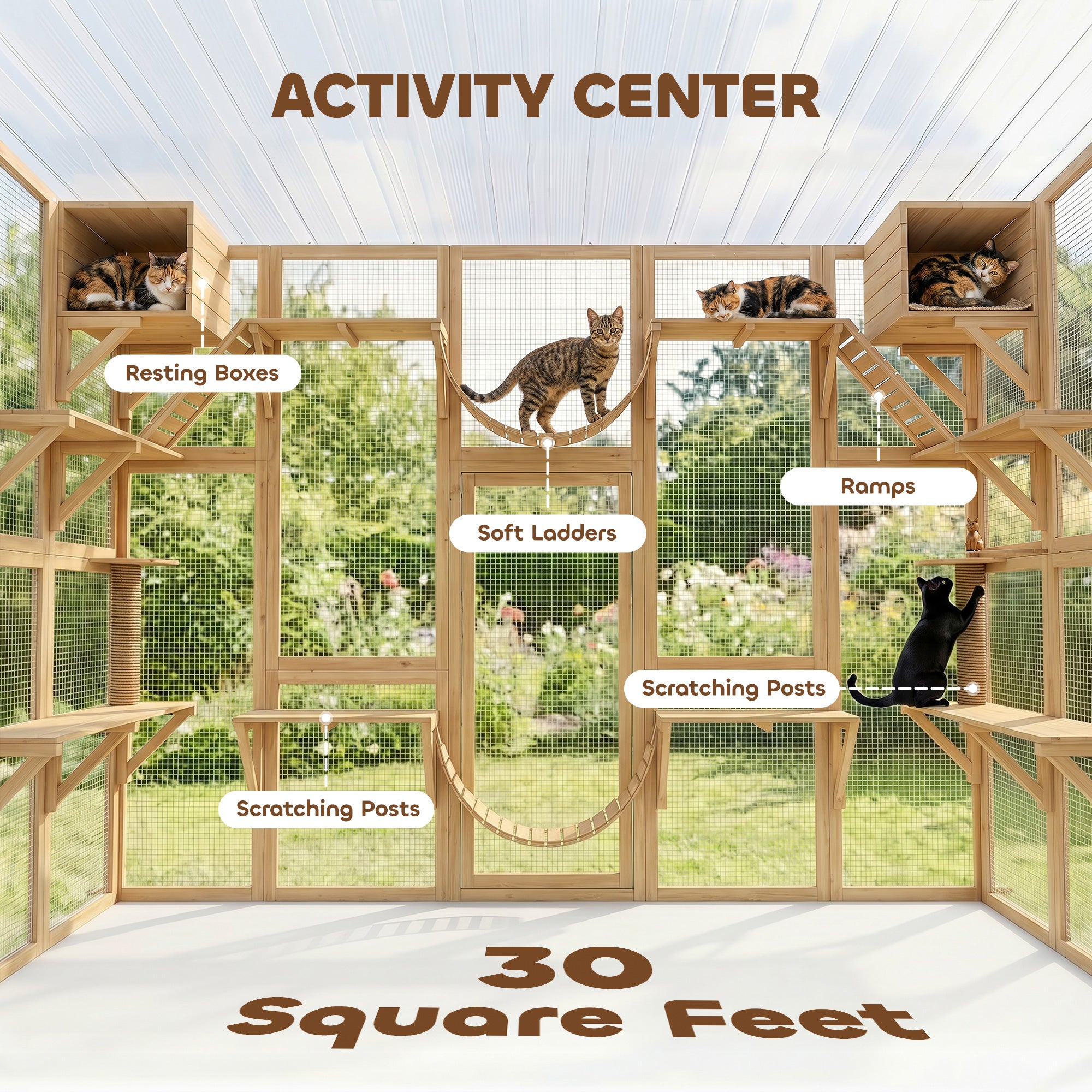 pawhut-enclos-ext-rieur-pour-chats-jaune-300-x-95-x-188-cm-avec-toit-plateformes image 7