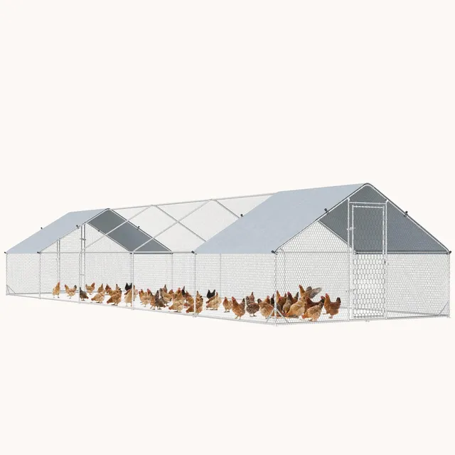 pawhut-grand-enclos-poules-xxl-walk-in-avec-b-che-imperm-able-pour-30-40-poules- image 1