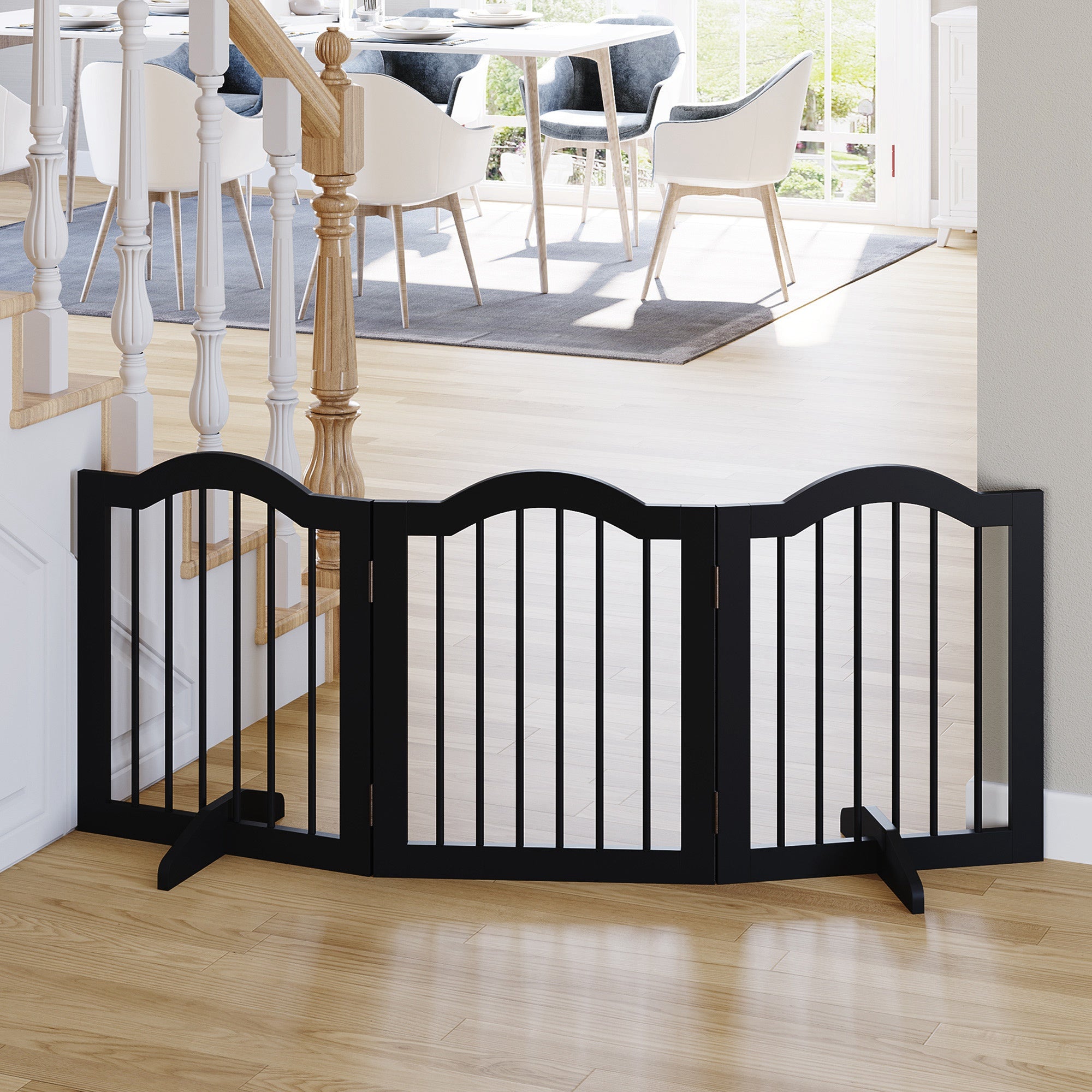 pawhut-barri-re-chien-3-panneaux-pliable-autoportante-bois-noir image 4