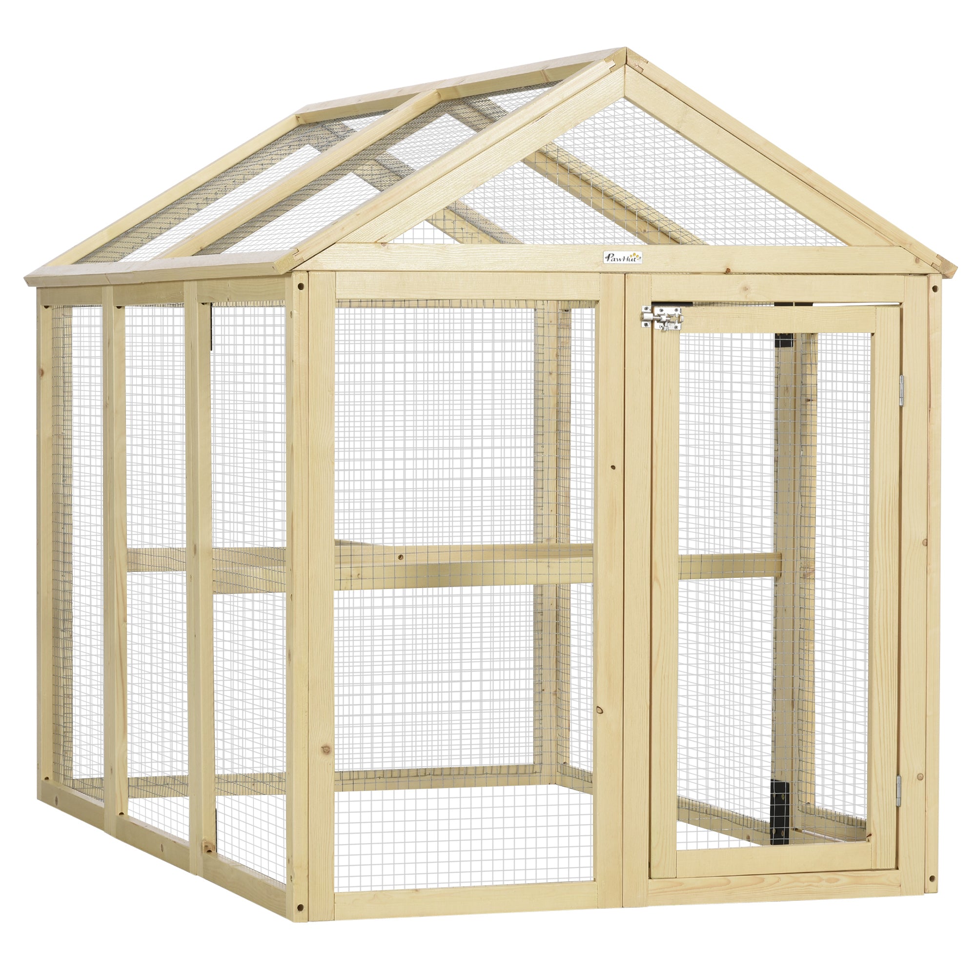 pawhut-parc-ext-rieur-pour-poules-avec-perchoirs-et-2-portes-1-3-poules-naturel image 2