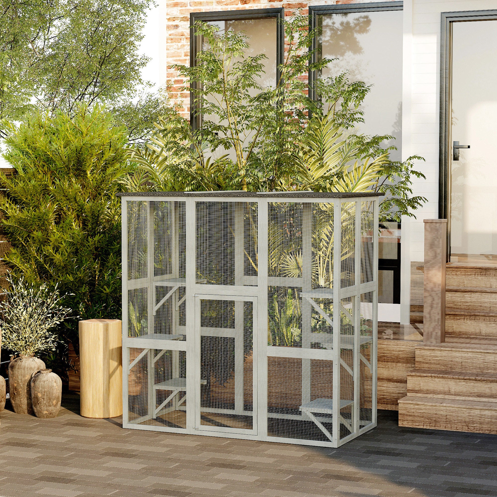 pawhut-enclos-ext-rieur-catio-multi-chats-180-x-98-x-180-cm image 4