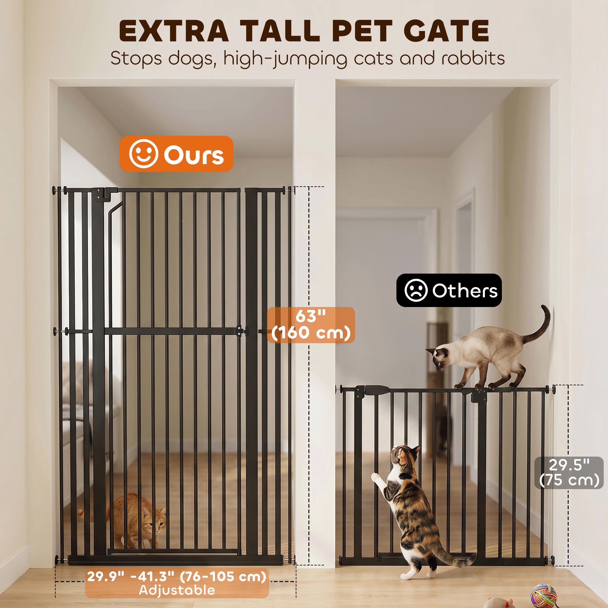 pawhut-barri-re-extra-haute-160-cm-pour-chats-et-chiens-largeur-76-104-cm-avec-f image 6