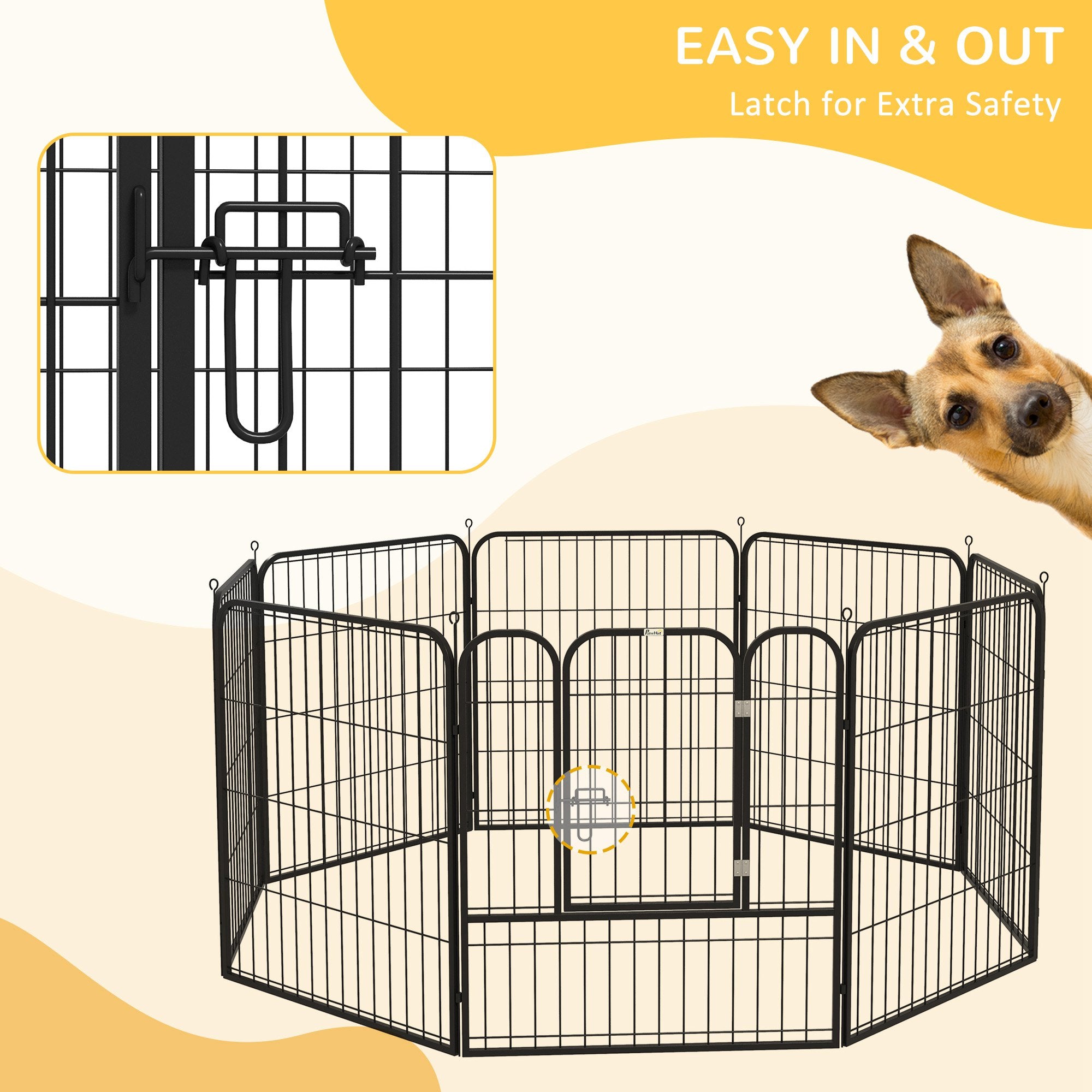 pawhut-parc-pour-chien-8-panneaux-80-cm-m-tal-avec-porte-int-rieur-ext-rieur image 8