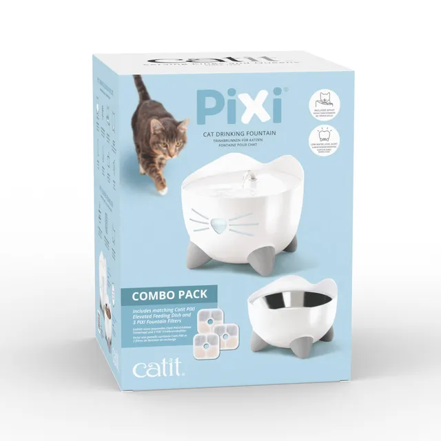 catit-pixi-combo-kit-fontaine-eau-pour-chat-gamelle-inox-anti-moustaches image 1