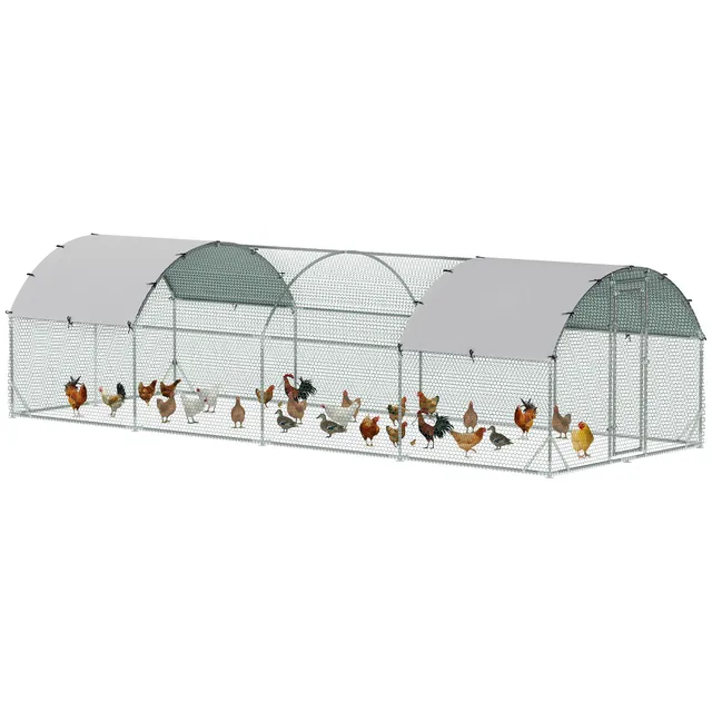 pawhut-parc-poules-7-6-x-2-8-x-2-m-avec-protection-uv-et-porte-verrouillable image 1