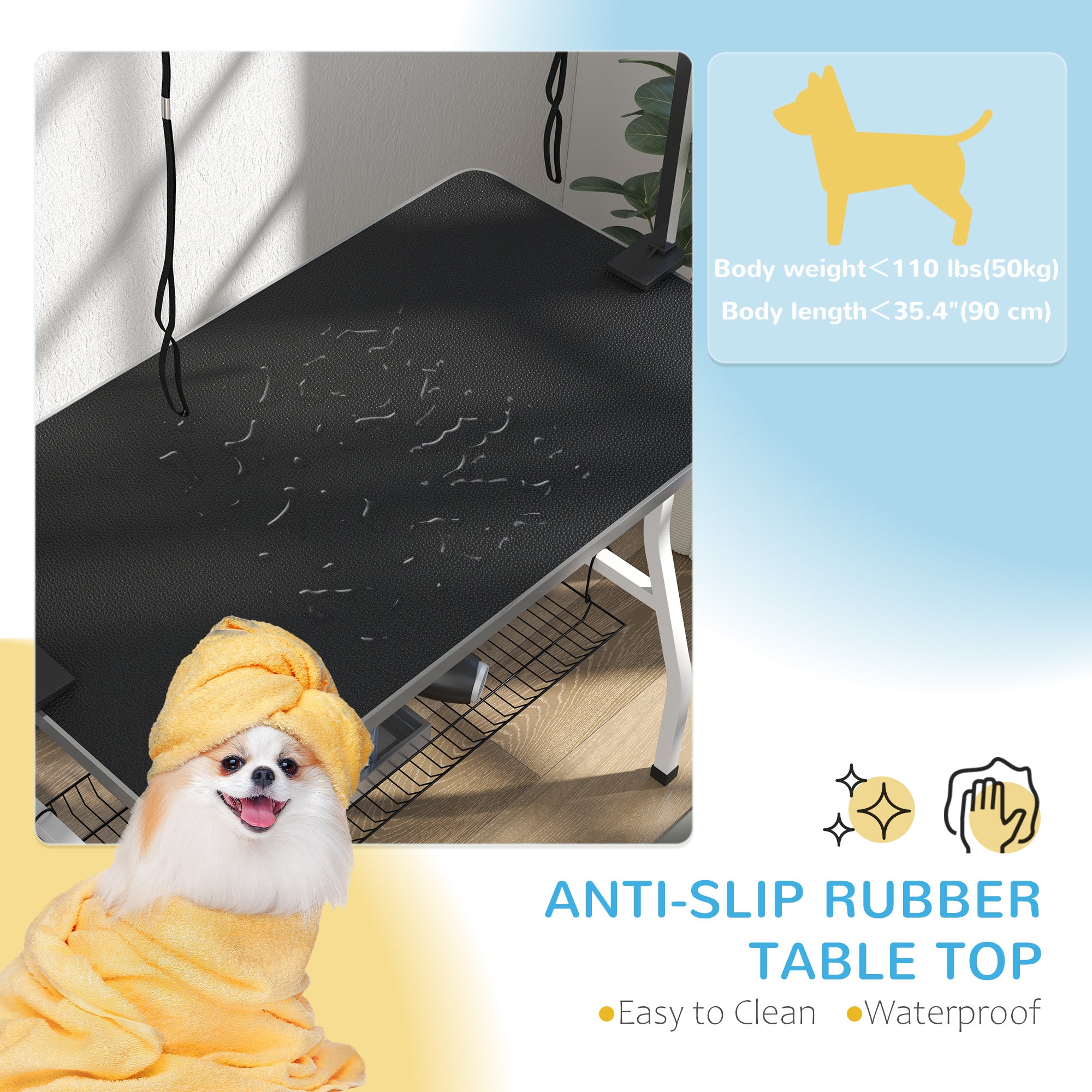 pawhut-table-de-toilettage-chien-pliable-107-cm-bras-r-glable-noire image 7