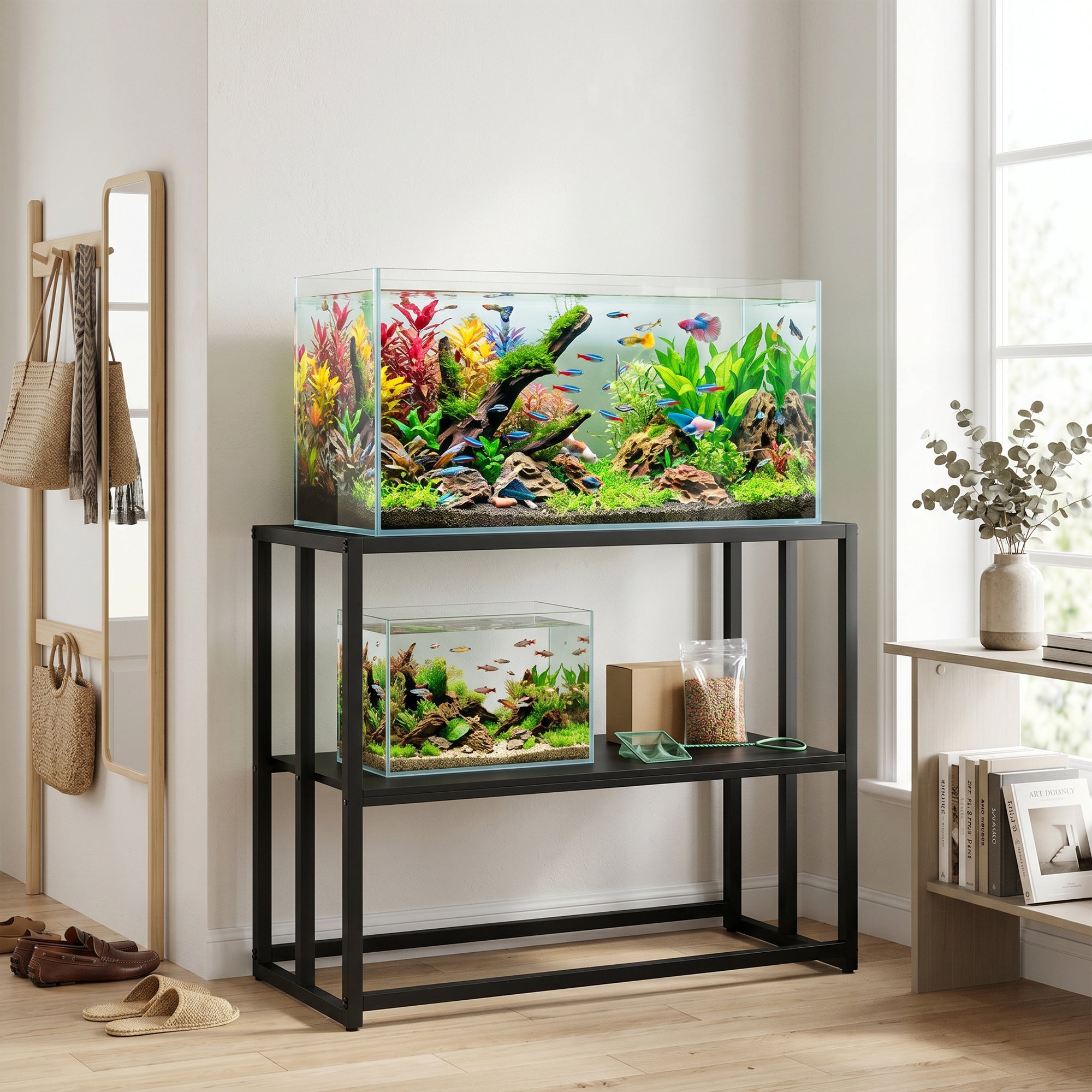 pawhut-meuble-support-aquarium-40-gallons-acier-avec-tag-re-36-6-x-18-5-x-29-9-n image 3