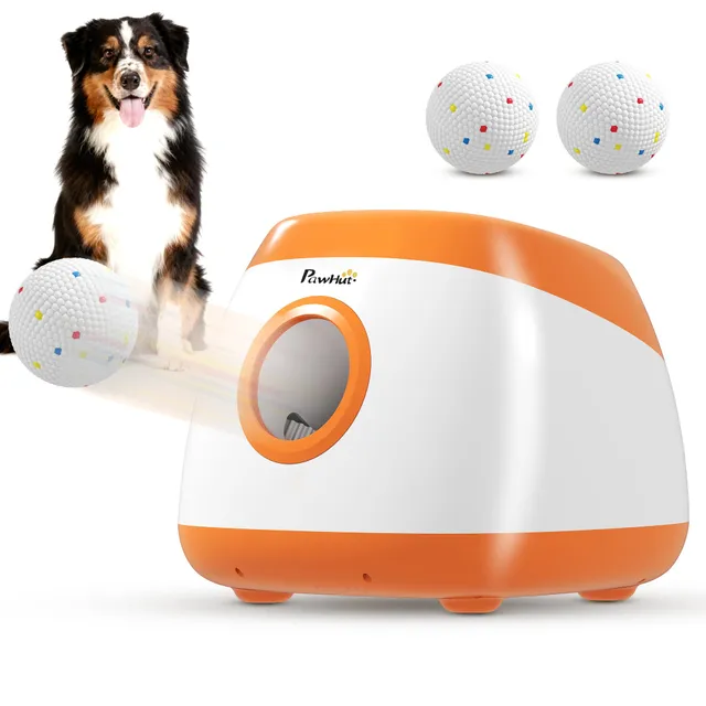 pawhut-lanceur-de-balle-automatique-pour-chien-avec-3-balles-etpu-8-24-m-orange image 1